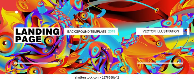 Vector Landing Page Background Template with Colorful Abstract liquid Illustration.