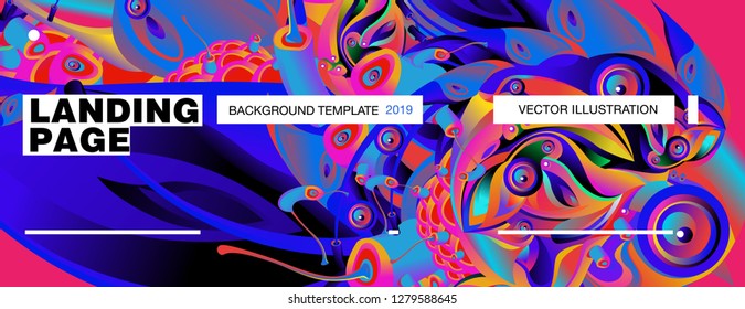 Vector Landing Page Background Template with Colorful Abstract liquid Illustration.