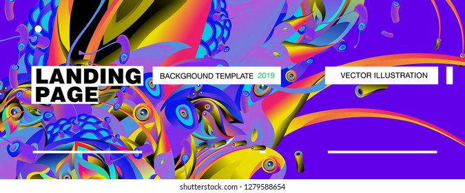 Vector Landing Page Background Template with Colorful Abstract liquid Illustration.