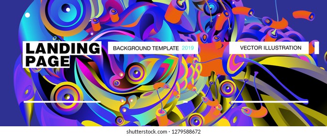 Vector Landing Page Background Template with Colorful Abstract liquid Illustration.