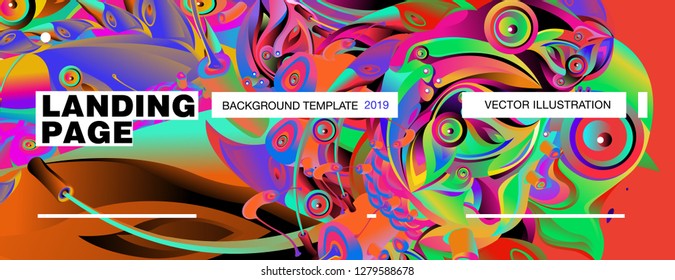 Vector Landing Page Background Template with Colorful Abstract liquid Illustration.