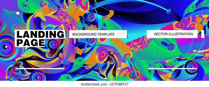 Vector Landing Page Background Template with Colorful Abstract liquid Illustration.