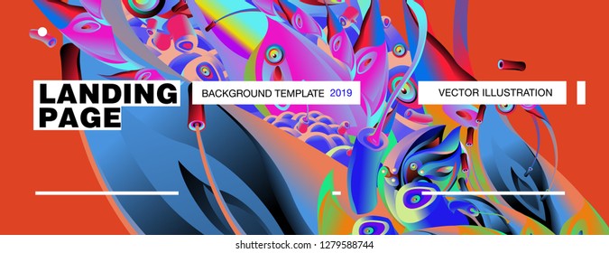 Vector Landing Page Background Template with Colorful Abstract liquid Illustration.