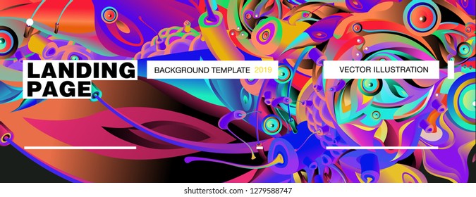 Vector Landing Page Background Template with Colorful Abstract liquid Illustration.
