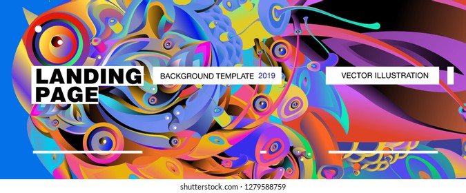 Vector Landing Page Background Template with Colorful Abstract liquid Illustration.