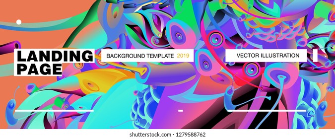 Vector Landing Page Background Template with Colorful Abstract liquid Illustration.