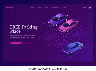 Vector landing page of free parking place