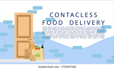 Vector landing page for sites on the topic of contactless food delivery