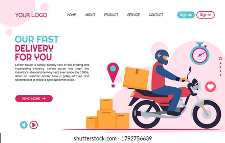 vector of landing page template delivery order service