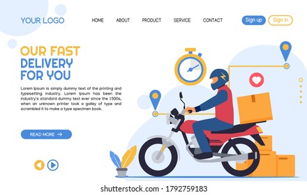vector of landing page template delivery order service