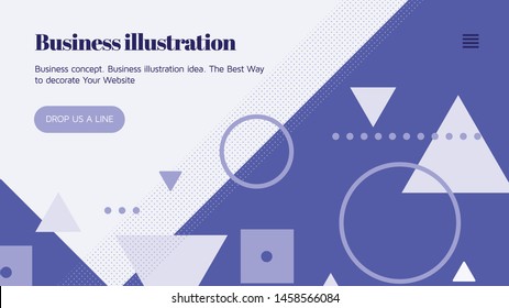 Vector landing page template with shapes, text