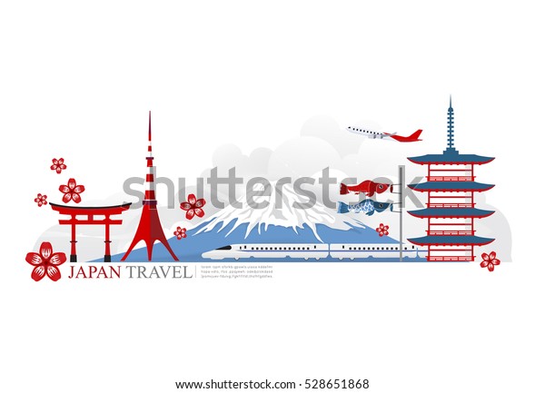 日本の背景にランドマーク 東京市 日本の旅行アイコン 高速列車 のベクター画像素材 ロイヤリティフリー