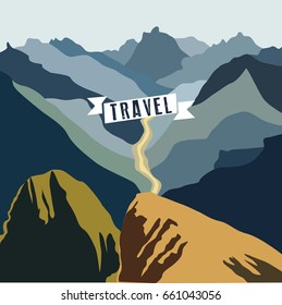 Vector landscape about travel and mountains