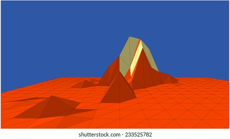 Vector landscape against blue background