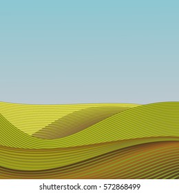 a vector landscape; an agriculture background of hilly arable field