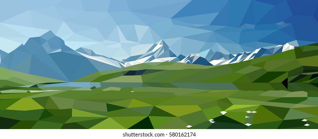 Vector landscape with alpine meadows