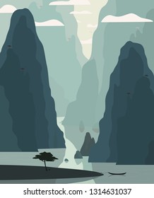 Vector landscape in asian style
