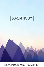 Vector landscape background with mountains and sky. Space for text