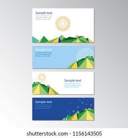 Vector landscape banners in minimalist style. Polygonal  illustration - flat design. Can be used for web page, mobile application and wallpaper, print, poster. 