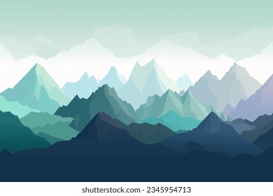 Vector landscape of beautiful mountains. Mountain silhouettes. The concept of travel, mountaineering, mountain climbing, hiking.