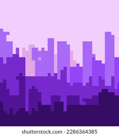 A vector landscape of buildings silhouetted. Outline of low-rise and high-rise complexes and skyscrapers.