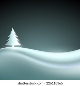 Vector landscape with Christmas tree