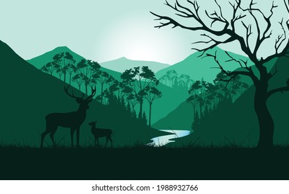 Vector landscape creative 2D modern background.