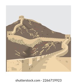 Vector landscape of desert and road leading to castle.style background,wallpaper,website design element,