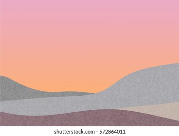 vector landscape; desert; sunset; sandy ground; minimalistic background