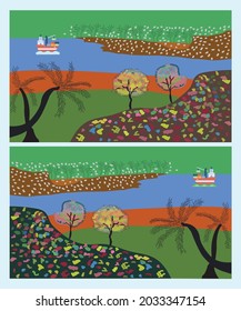 vector landscape design for village scenery