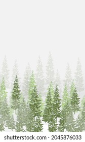 A vector landscape of a forest filled with trees