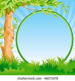 Vector landscape with a frame for your text