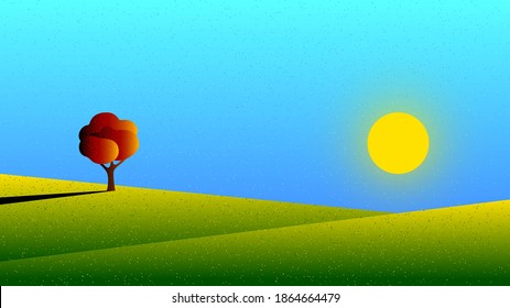 El paisaje vectorial en el estilo de pincel de grano
