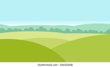 Vector landscape with green fields