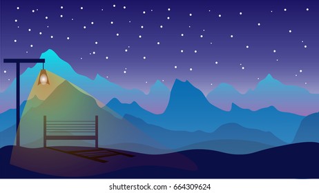 Vector landscape, hills and romantic 