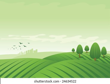 Vector Landscape Illustration Stock Vector (Royalty Free) 24634522