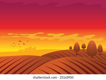 vector landscape illustration.