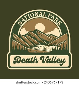 VECTOR LANDSCAPE ILLUSTRATION OF DEATH VALLEY NATIONAL PARK BADGE DESIGN 