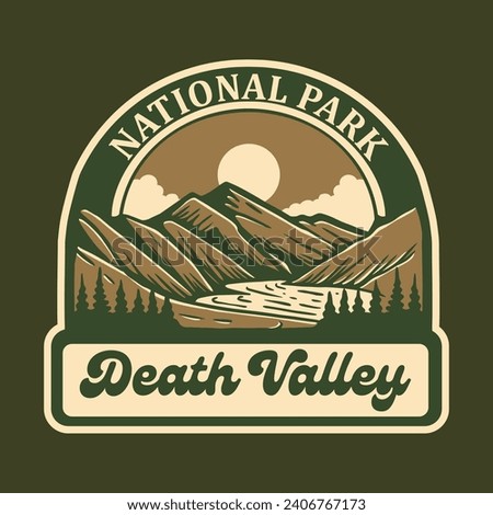 VECTOR LANDSCAPE ILLUSTRATION OF DEATH VALLEY NATIONAL PARK BADGE DESIGN 