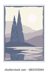 Vector Landscape Illustration Flat Style Mountains Stock Vector ...