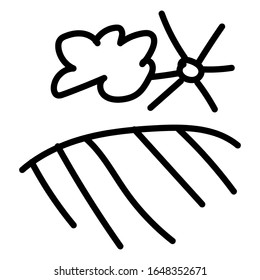 Vector landscape. Illustration as an icon on white isolated background hand drawn black line art. Design for social networks, web, prints, cards, coloring, banners, wrapping paper.