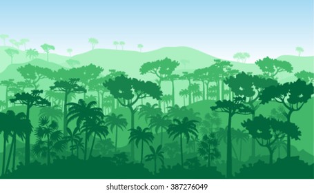 vector landscape. jungles and mountains 