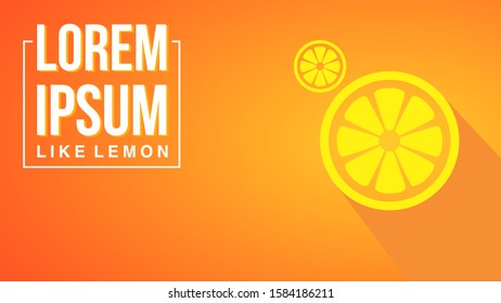 vector landscape the Lemon Pieces With Shadow Effects And Gradation Yellow orange Background. yellow orange gradation .simple & flat design.space text. web template background wallpaper.