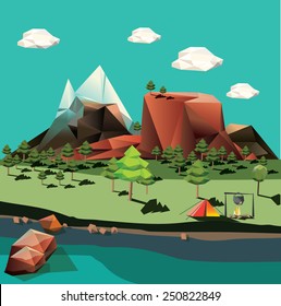 Paisaje vectorial en estilo de bajo polígono