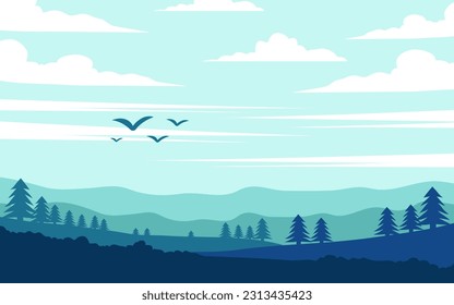 Vector landscape minimalist modern simple aesthetic, natural feel
