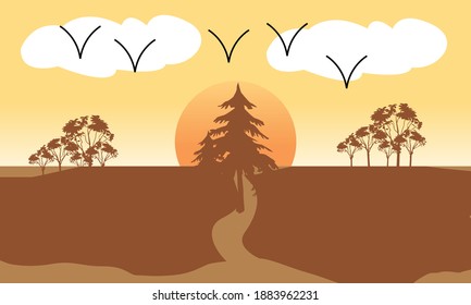 Vektorlandschaft im minimalistischen Stil 