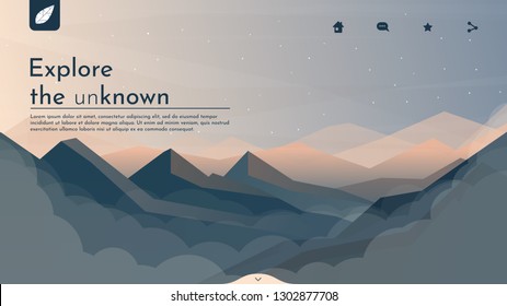 Vector landscape in a minimalist style. Web page template
