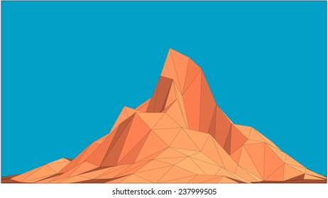 Vector landscape with mountain against  blue background