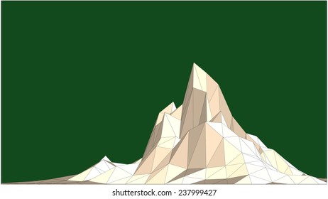 Vector landscape with mountain against  green background