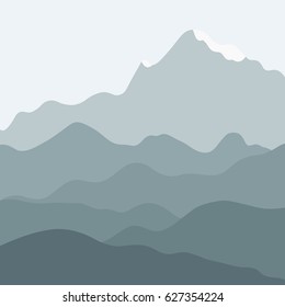 Vector landscape - mountain background. Hills and mountains layers.